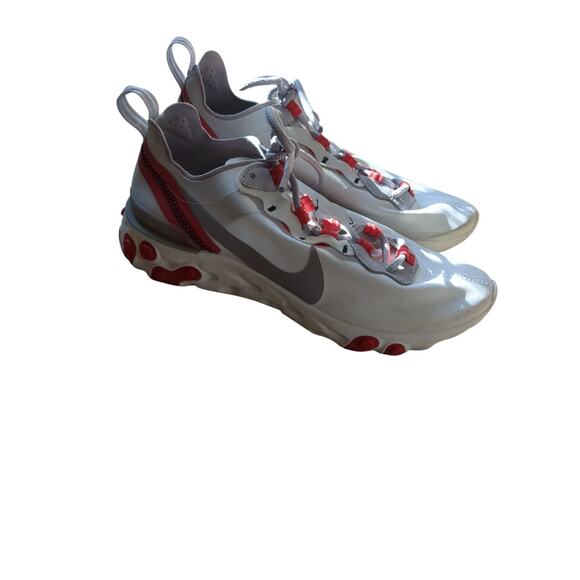 NIKE REACT ELEMENT 55 WHITE/RED BQ2728-010 WOMENS SNEAKERS Size 6.5 - Picture 1 of 6